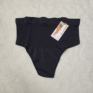 NWT Joyspun Women's Seamless Mid-Rise Shaping Thong Size XXXL Black Soot